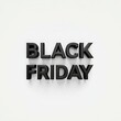 © iamfrk7 - Minimalistic black 3D Black Friday text on a white background. Perfect for modern holiday sale promotions, retail marketing, banners, or social media advertisements for Black Friday discounts and deal