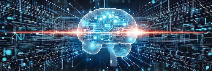 Leinwandbilder - Futuristic Brain-Computer Interfaces Harnessing Innovative Intelligence Technology to Control and Guide Human Behavior Towards Optimization and Enhancement. Exploring the Potential Impact on Society.