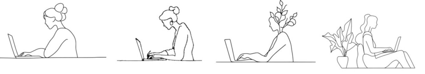 Fototapete - Continually drawing lines on the laptop of a woman