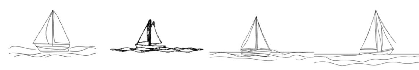 Leinwandbilder - Modern illustration of a continuous one-line drawing of a sailboat. Business icon.