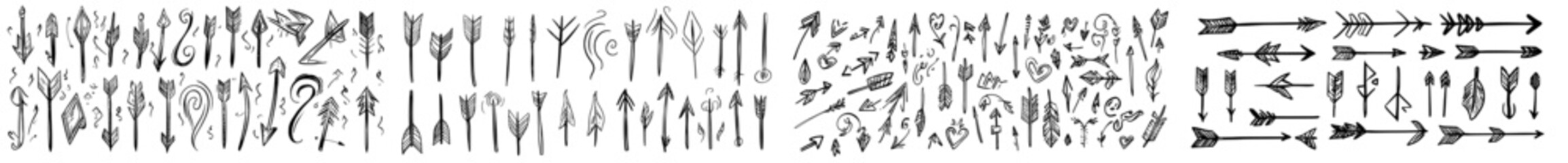 Leinwandbilder - Isolated on white, a set of grunge arrows isolated on black.