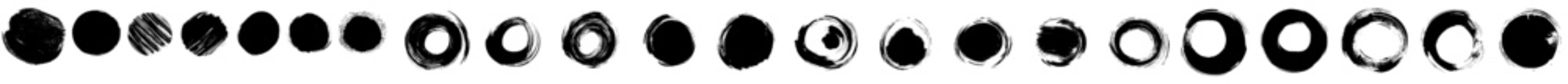 Aufkleber - Set of abstract black paint brushstrokes. Set of Enso zen ink brush symbols.
