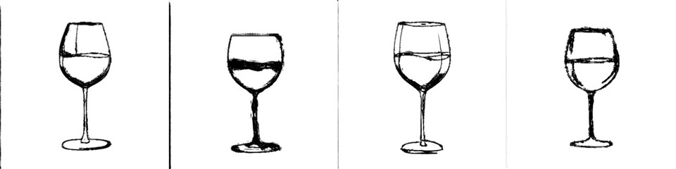 Fototapete - The continuous one-line drawing of a wine glass isolated on a white background represents the minimalism design of a beverage element.