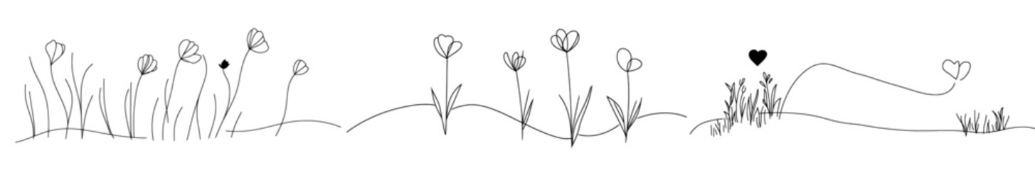 Poster - One continuous black line with the word February. Minimalistic illustration of the phrase.
