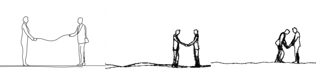 Aufkleber - The minimalism of a continuous one-line drawing of a handshake