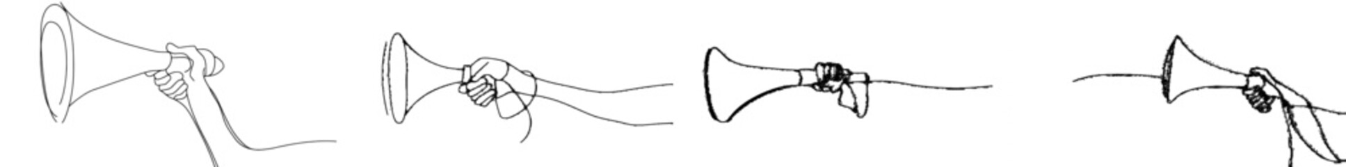 Fototapete - Sign and symbol for announcements and employee hiring, continuous one-line illustration. Good for banners and advertisements.