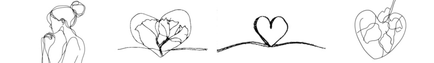 Poster - An abstract love symbol drawn in continuous line art.