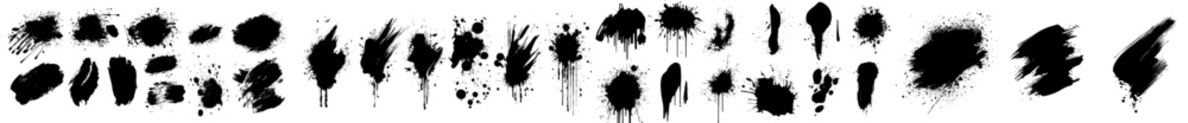 Aufkleber - Spray paint elements, ink brush strokes, black splashes, black grunge with frame, dirty artistic design elements, boxes, lines, frames for text.
