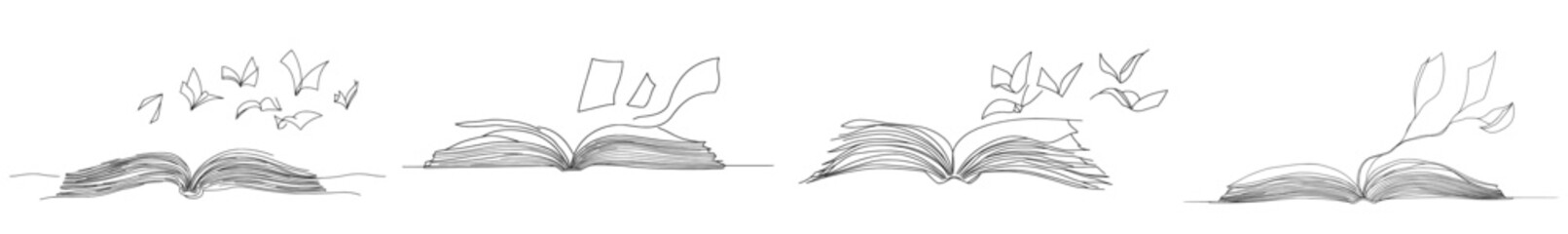 Fototapete - Opened book. Concept of education, study, and learning. Modern illustration.