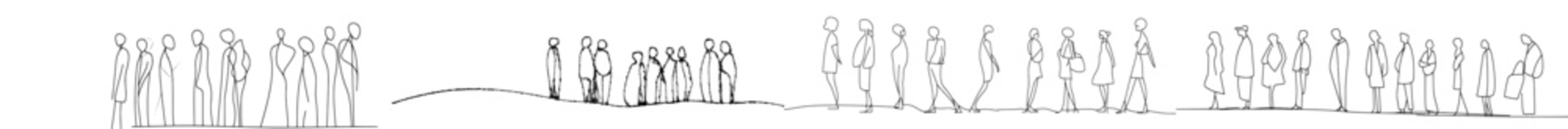 Poster - An illustration of people standing in a row of various positive diverse people in a continuous line.