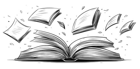 Aufkleber - An open book, a single line drawing, an isolated modern design