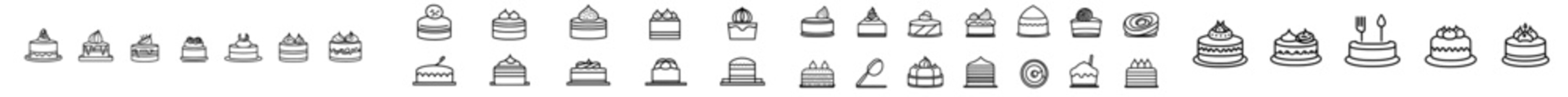 Poster - Modern cake icon set. Dessert illustration sign collection. Sweet logo or symbol.