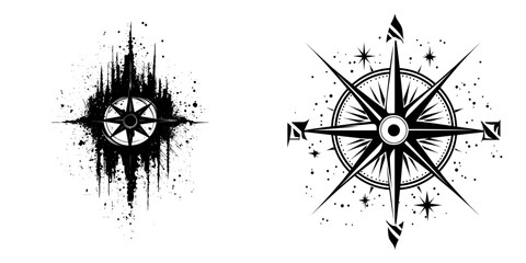 Aufkleber - The compass icon has a transparent background with an airplane on it