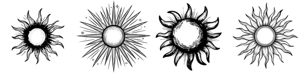 Aufkleber - Line drawing of a sun symbol or weather element, modern illustration.