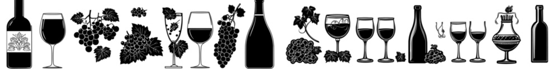 Aufkleber - Modern set of wine icons. A collection of wine making symbols and logos.