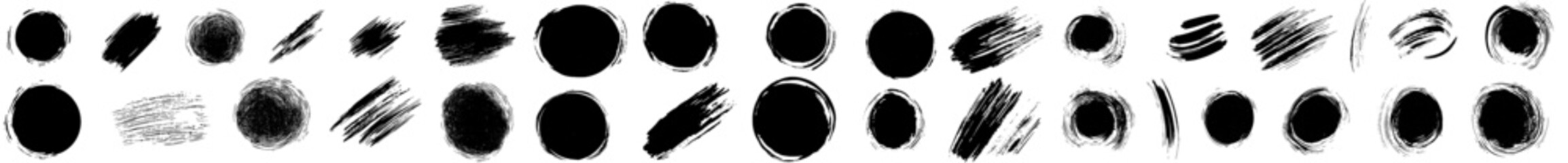 Leinwandbilder - Hand drawn red ellipses. Bright red scribble ovals and bubbles to circle and highlight text. Brush drawn black circles. Marker round elements isolated on white.