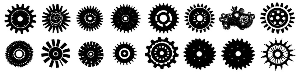 Poster - Modern set of gear icons. Clockwork illustration sign collection. Mechanics symbol.