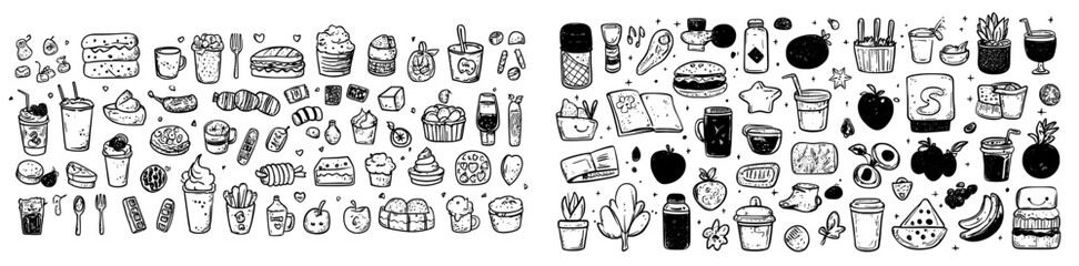 Poster - This is a collection of cute hand-drawn doodles. They depict modern scribbles.