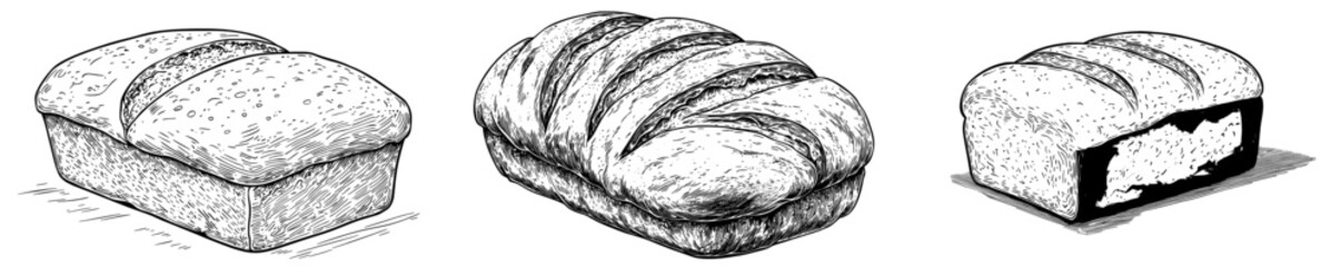 Aufkleber - An illustration of dumplings in a modern sketch style drawn in monochrome.