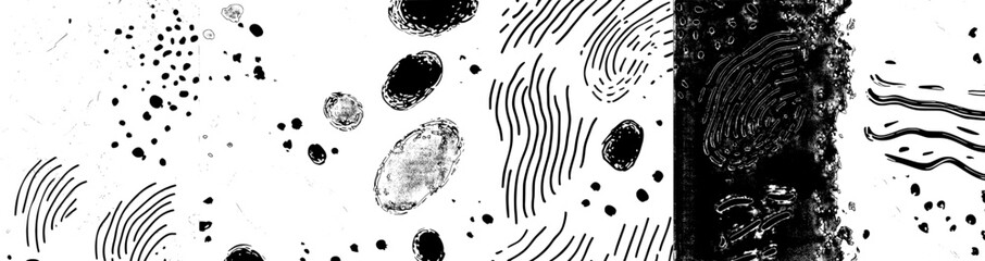 Aufkleber - Set of abstract doodle backgrounds and seamless patterns. Scribble lines, doodle shapes, endless texture, print design. Modern graphic for textiles, fabrics and wrappings for children.