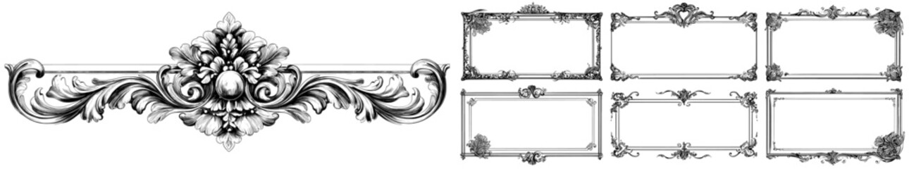 Aufkleber - Traditional Chinese frame. Black modern illustration isolated on white background. Japanese, Korean, and Chinese.
