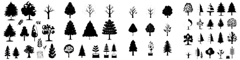 Poster - Botanical Modern Illustrations of Hand Drawn Trees