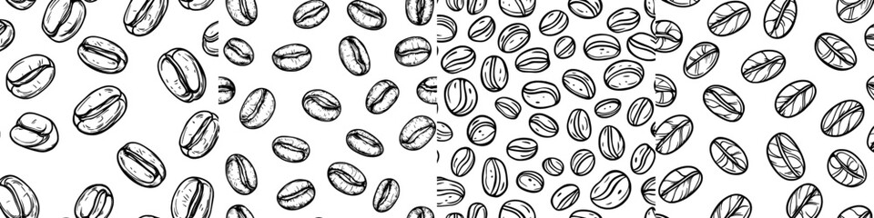 Aufkleber - In this hand-drawn seamless pattern, there are barley seeds in monochrome sketch style isolated on white. This is suitable for branding food products.