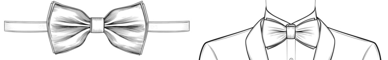 Poster - Abstract black and white single line art style modern illustration of a bow tie.