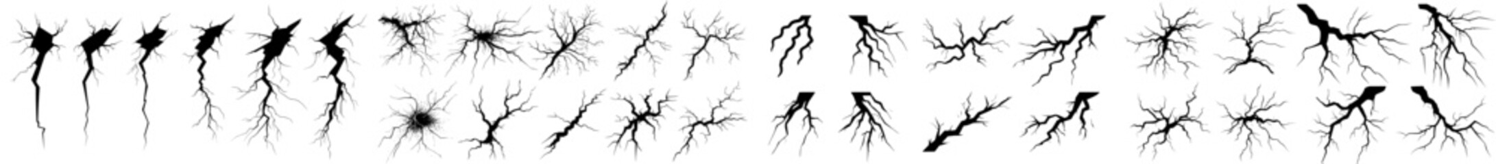 Poster - The Modern Graphic Elements Collection includes a set of lightning silhouettes for thunderstorms. Lighting silhouettes for thunderstorms.