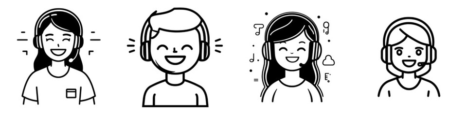 Leinwandbilder - The customer service icon line is a modern design illustration template with a trendy look