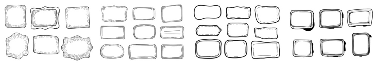 Leinwandbilder - Frames made with hand drawings. Shape of various doodles. Draw a square text box using ink. Ink doodle highlighting design elements. Line border. Modern illustration isolated on white background.