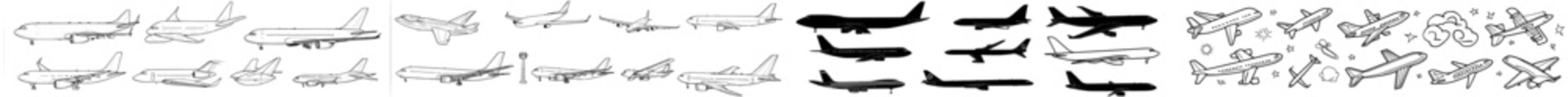 Fototapete - The modern aircraft icon set. The plane illustration sign collection. The airplane symbol. The travel logo.