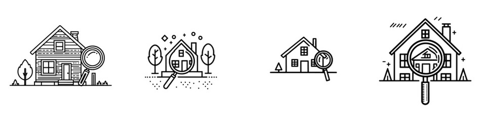 Poster - Solid modern design in trendy style for property search quality control icon