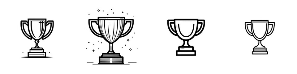 Poster - In a trendy design, the trophy quality control icon line has a modern feel