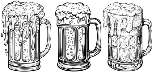 Poster - Realistic tattoo modern of a beer outline