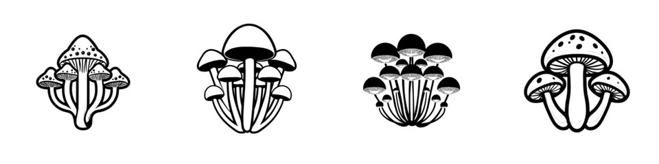 Fototapete - An illustration of a minimalist blue mushroom with a plain white background