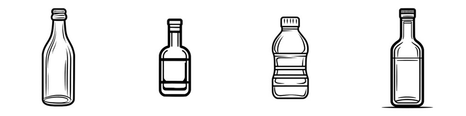 Fototapete - The bottle laboratory icon line features a modern design in a trendy style