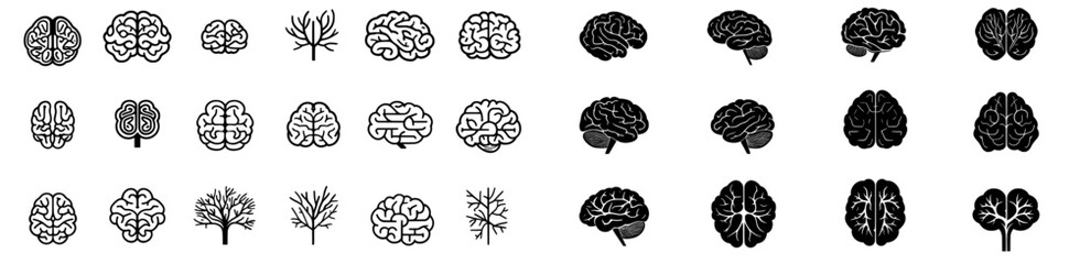 Poster - Set of modern clipart brain icons, perfect for medical, educational, neuroscience, psychology, and mental health designs