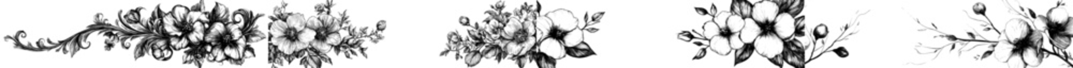 Poster - A floral arrangement in charcoal ideal for wedding invitations or romantic save the date cards. A hand drawn peony rose blossom for the design.