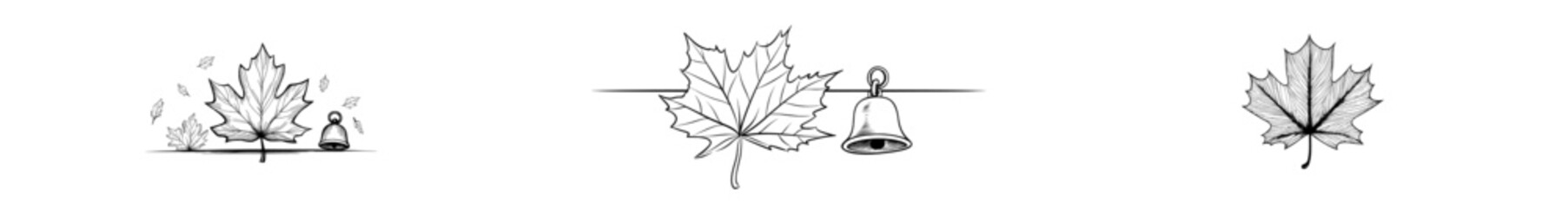 Poster - The illustration features a simple, elegant maple leaf with continuous black lines, perfect for fall designs.