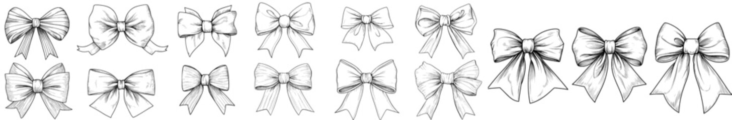 Poster - These three black and white outline drawings are ideal for holiday decorations, gift wrapping designs, or crafting projects. Simple, elegant, and versatile line art suitable for multiple uses.