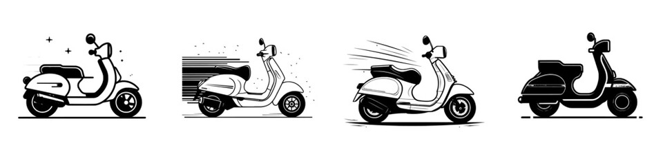 Poster - The motorbike speed icon line has a trendy, modern design