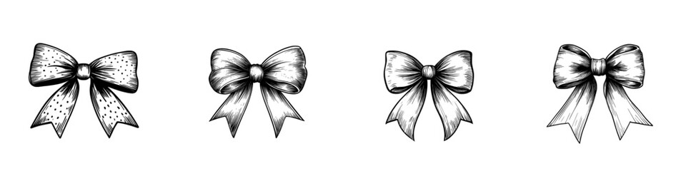 Poster - Ribbon Illustration with Black and White Bows