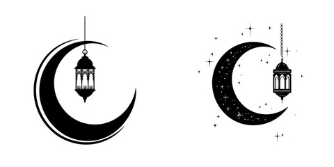 Fototapete - An icon with a light moon in a stylish, modern design
