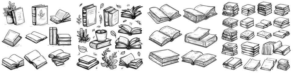 Aufkleber - Modern doodle books with black lines on white backgrounds.