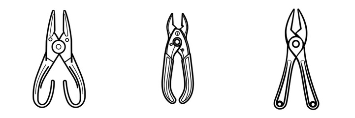 Aufkleber - Line drawing of long handles pliers on a white background.