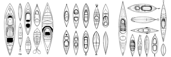 Poster - Kayak icon modern set. Rowing symbol or logo. Illustration of kayaking.