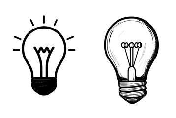 Fototapete - An abstract black and white line drawing of a classic incandescent light bulb. Great for design, creativity, energy, innovation, and ideas.