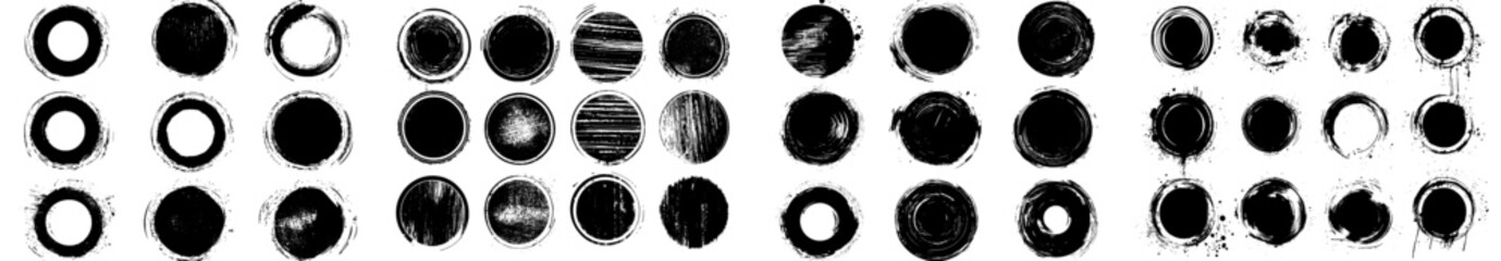 Poster - Black ink element that's been artfully enhanced with a dry brush stroke effect. A grunge frame texture collection, adding texture and depth to any design.
