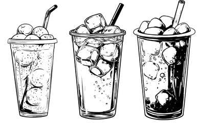 Poster - Hand-drawn smoothie cocktail illustration using a digital brush-pen. Illustration for icons and stickers.